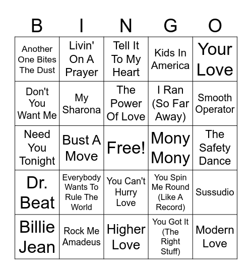 80s RD 4 Bingo Card