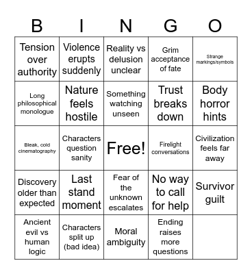 Black Mountain Side Bingo Card