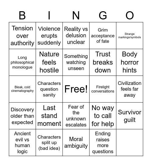 Black Mountain Side Bingo Card