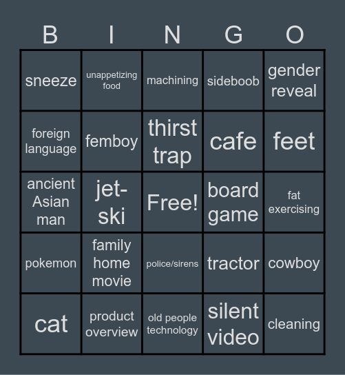 ObsucreTube Bingo Card