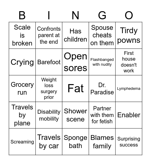 My 600 lb Life Bingo Card