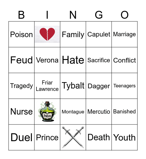 Romeo & Juliet Bingo Card