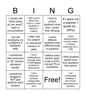 ECG PD Bingo Card