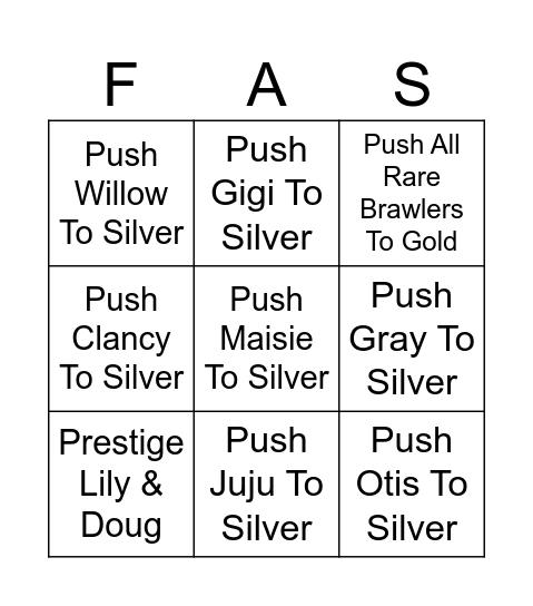 Quick Goals For This Weekend Bingo Card