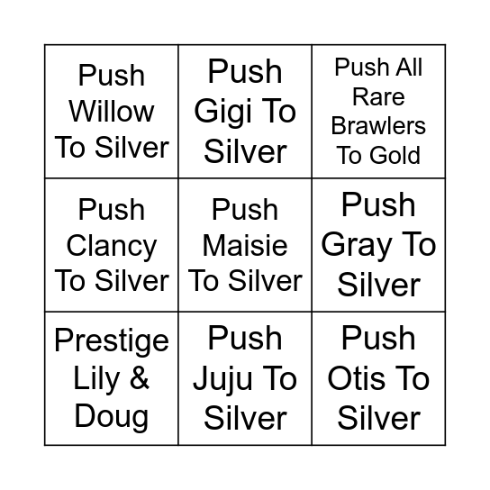 Quick Goals For This Weekend Bingo Card