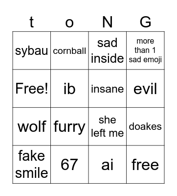 Cornball Bingo Card
