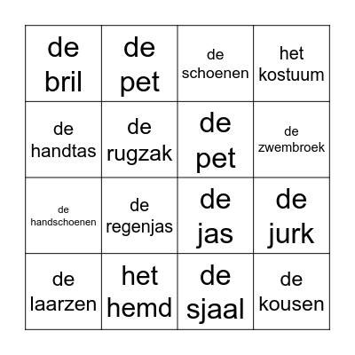 Bingo kleding Bingo Card