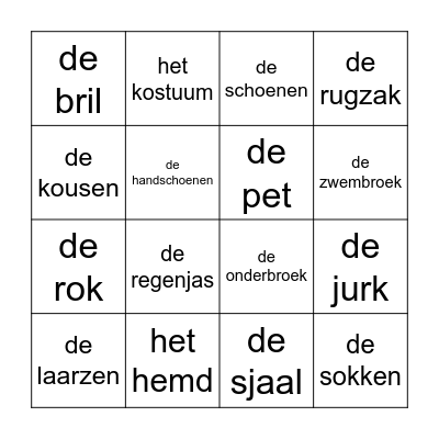 Bingo kleding Bingo Card