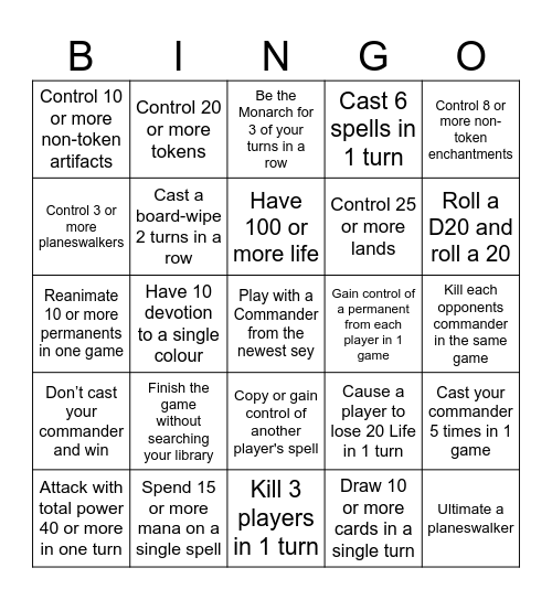 Commander Bingo May 2026 Bingo Card
