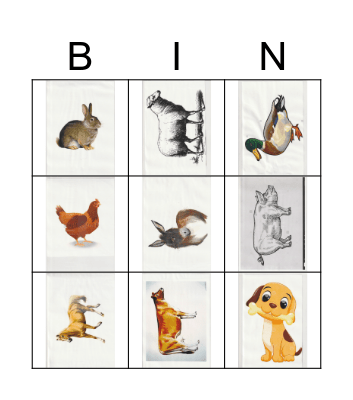 farm animals Bingo Card