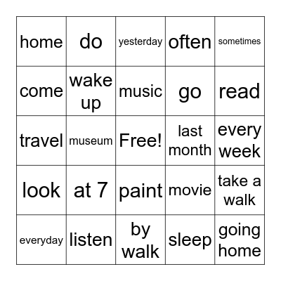 どうしのビンゴ(from English)（Dictionally form) Bingo Card