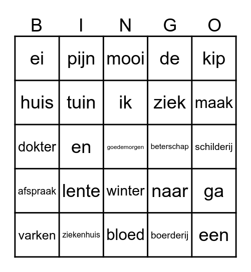 leespraat Bingo Card