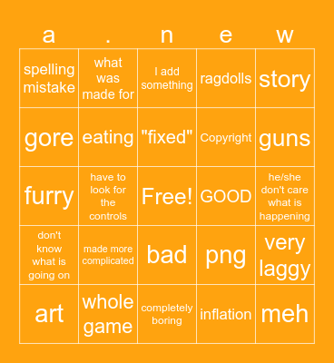 Algodoo new Bingo Card