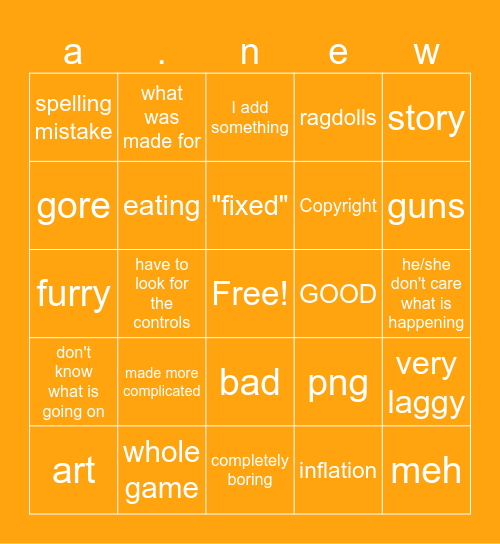 Algodoo new Bingo Card