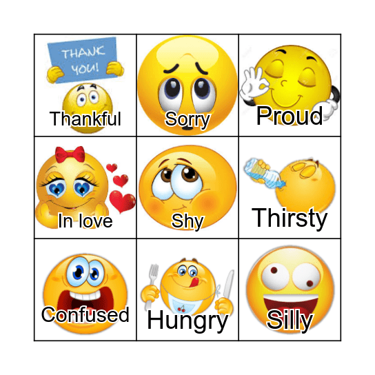 Feelings Bingo Card