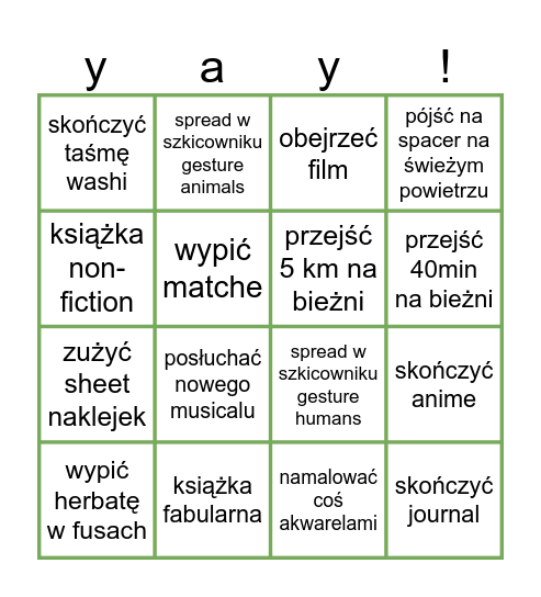 MAJ - CZERWIEC Bingo Card