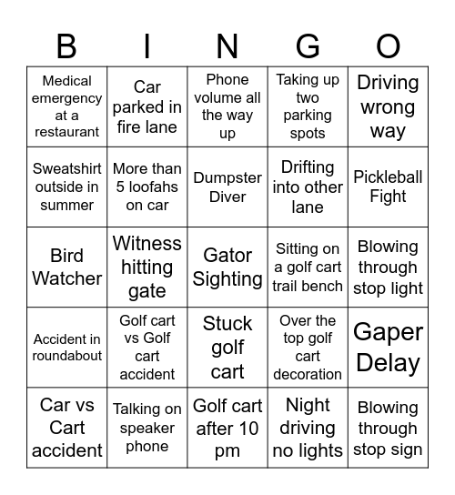 Villages Bingo Card