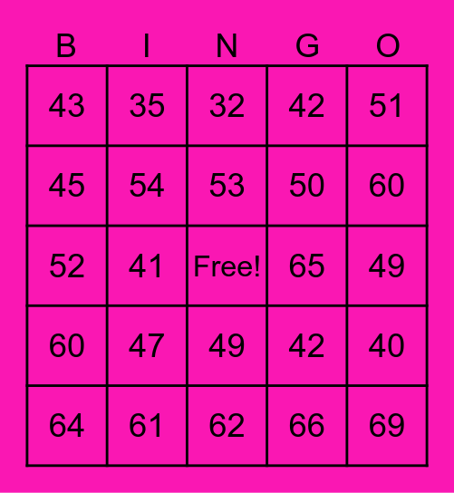Números 30-69 Bingo Card