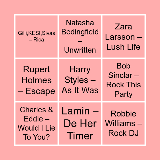 Emma synger sommeren ind! Bingo Card