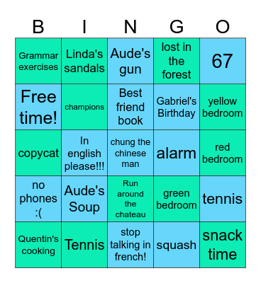 Bingo La Mazure Bingo Card