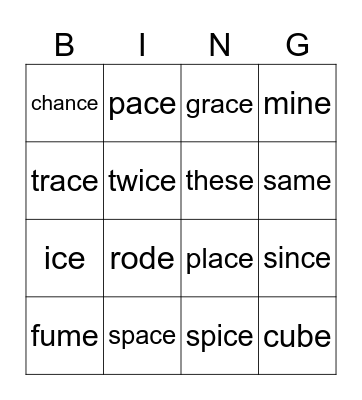 #60 -ce and review Bingo Card