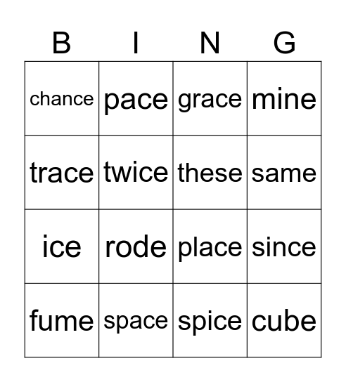 #60 -ce and review Bingo Card