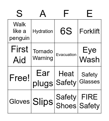SAFETY BINGO Card