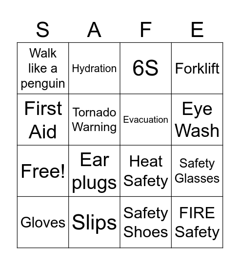 SAFETY BINGO Card