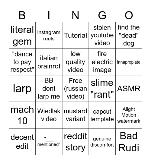 TikTok Bingo 2026 Bingo Card