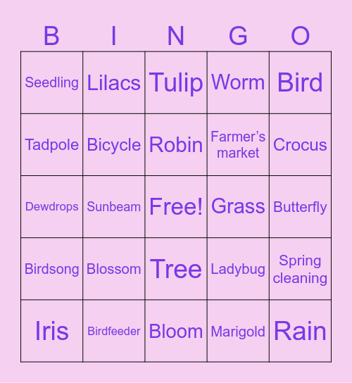 Programs and Club Ops SPRING BINGO! Bingo Card