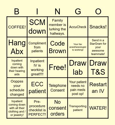 Nurses Week BINGO Card