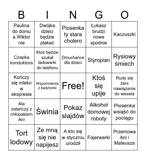 40. Ani i Mateusza Bingo Card