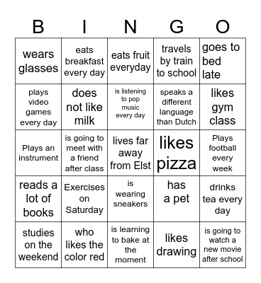 Find someone who Bingo Card