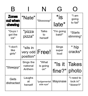 Carly Watts Bingo Card