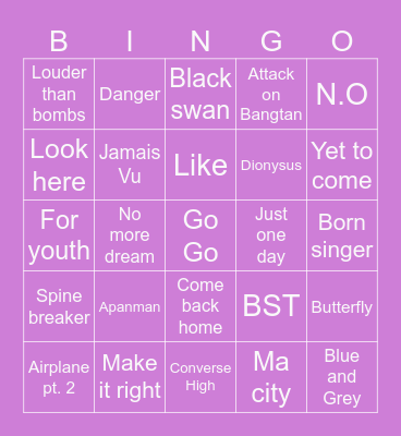 BTS SURPRISE Bingo Card