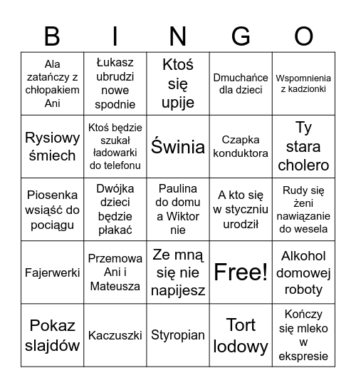 40. Ani i Mateusza Bingo Card