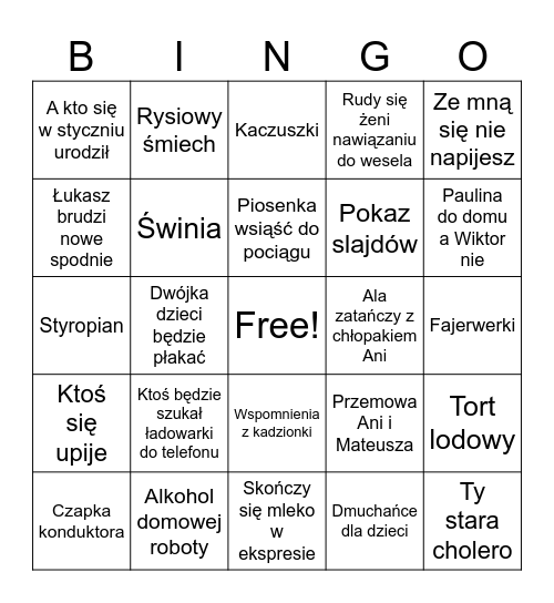 40. Ani i Mateusza Bingo Card