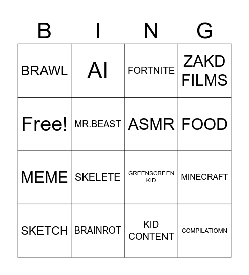 Untitled Bingo Card