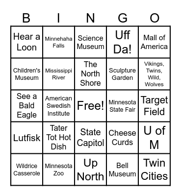 Minnesota! Bingo Card