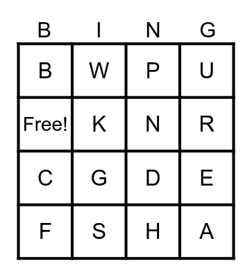 Alphabet Bingo Card