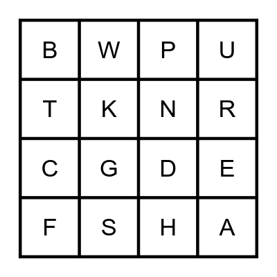 ALPHABET BINGO Card