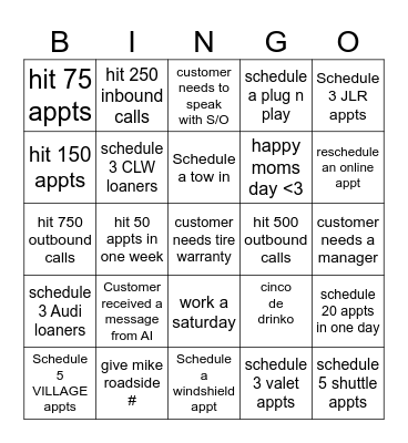 MAY Bingo Card