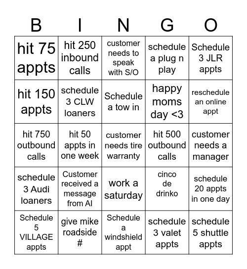 MAY Bingo Card