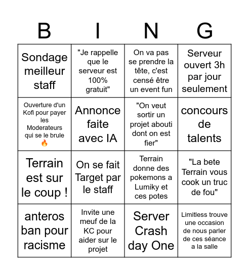 The Tower Bingo Card