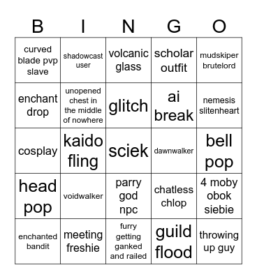 shitwoken Bingo Card
