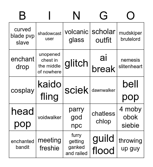 shitwoken Bingo Card