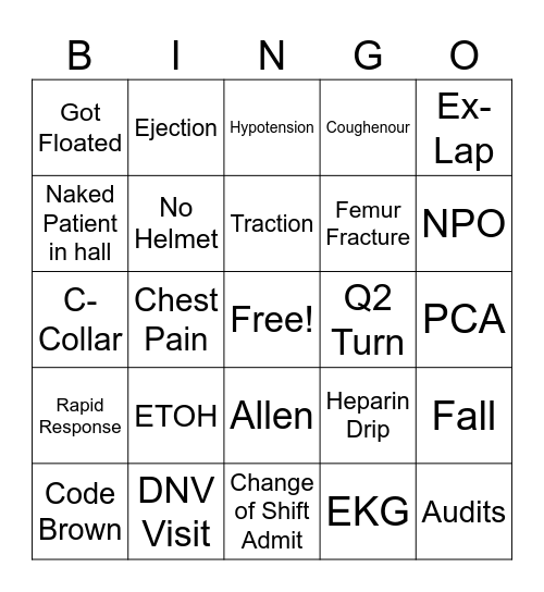 Trauma BINGO! Bingo Card