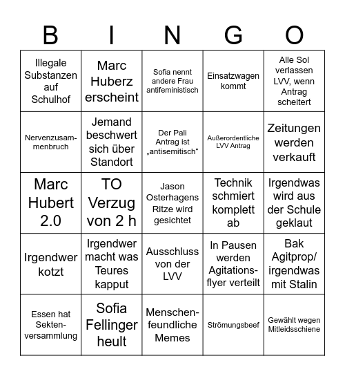 LVV Bingo Card