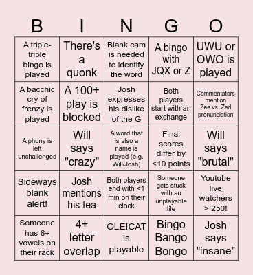 MGI 2026 Livestream Bingo Card