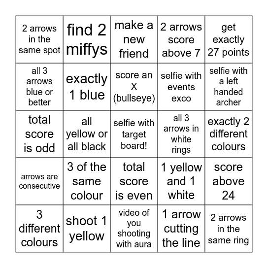 Archery Bingo! Bingo Card